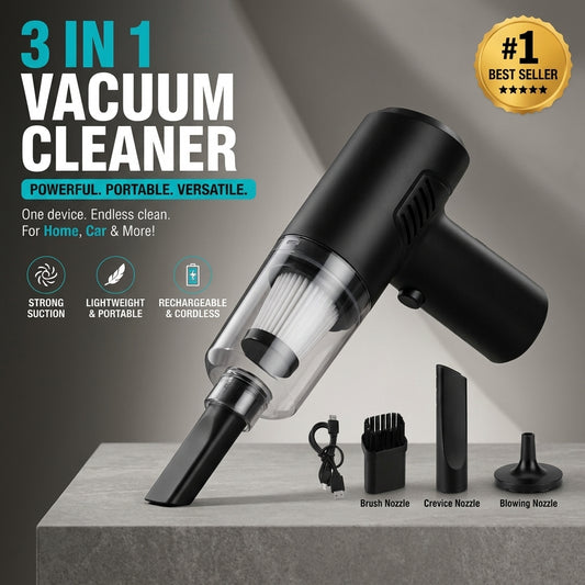 Cordless 3-In-1 Handheld Vacuum Cleaner With Attachments