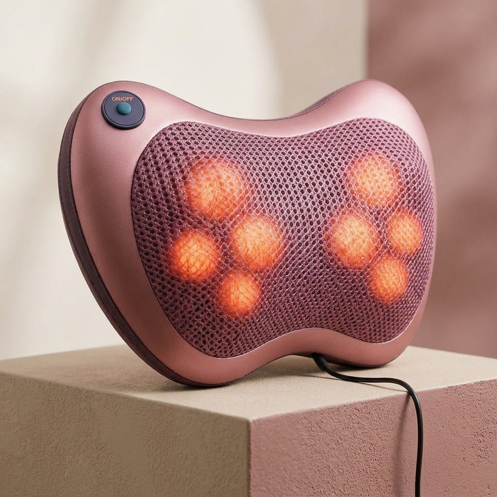 Shiatsu Neck Back Massager Pillow With Heat Function Pink