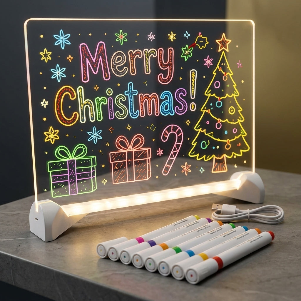 LED Acrylic Erasable Writing And Drawing Board With Markers