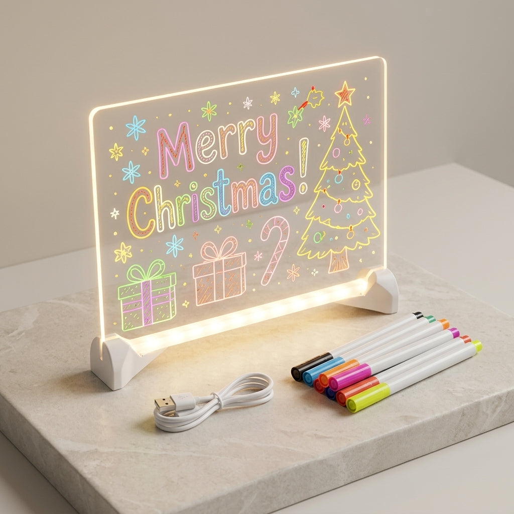 LED Acrylic Erasable Writing And Drawing Board With Markers