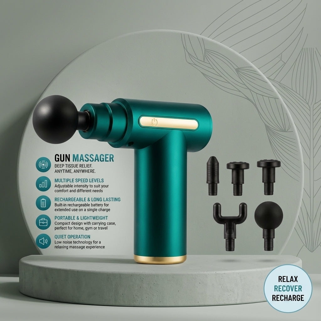 Rechargeable Percussion Massage Gun 6 Speed 5 Heads