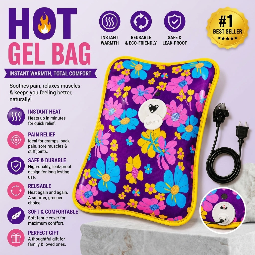 Rechargeable Floral Print Electric Gel Hot Water Bag