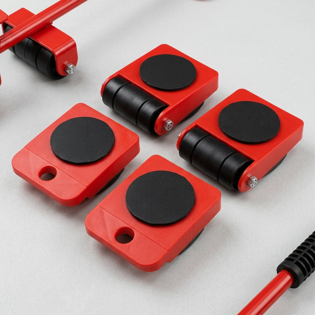 Steel Lever-Action Furniture Lifter Set With Roller Pads