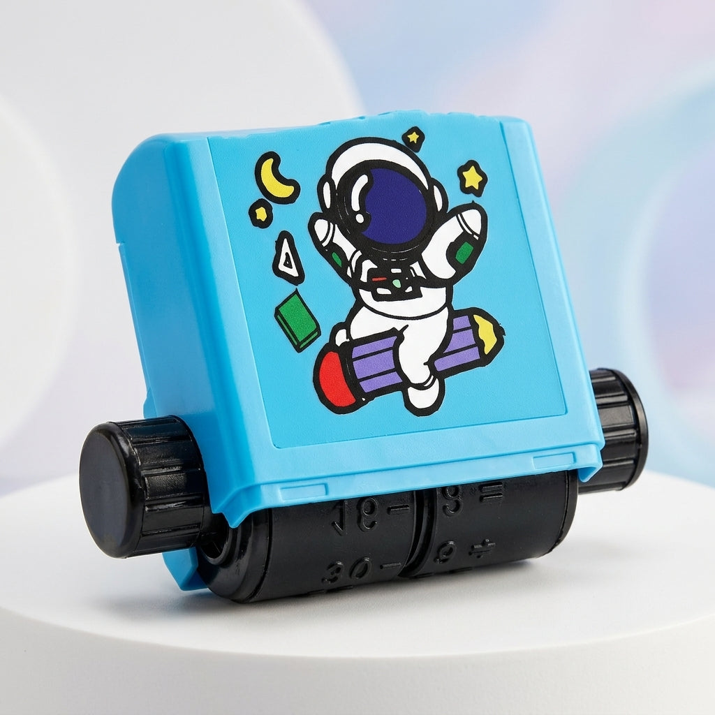 Blue Math Stamp Roller Educational Learning Toy For Kids