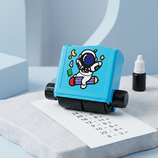 Blue Math Stamp Roller Educational Learning Toy For Kids