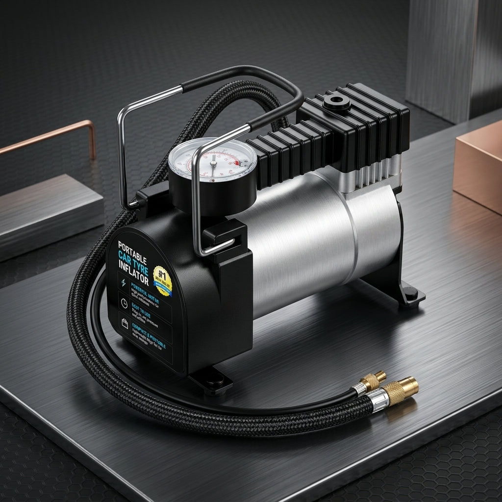Portable Car Tyre Inflator With Analogue Pressure Gauge